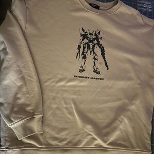 Forever 21 Cream Graphic Crewneck Sweater